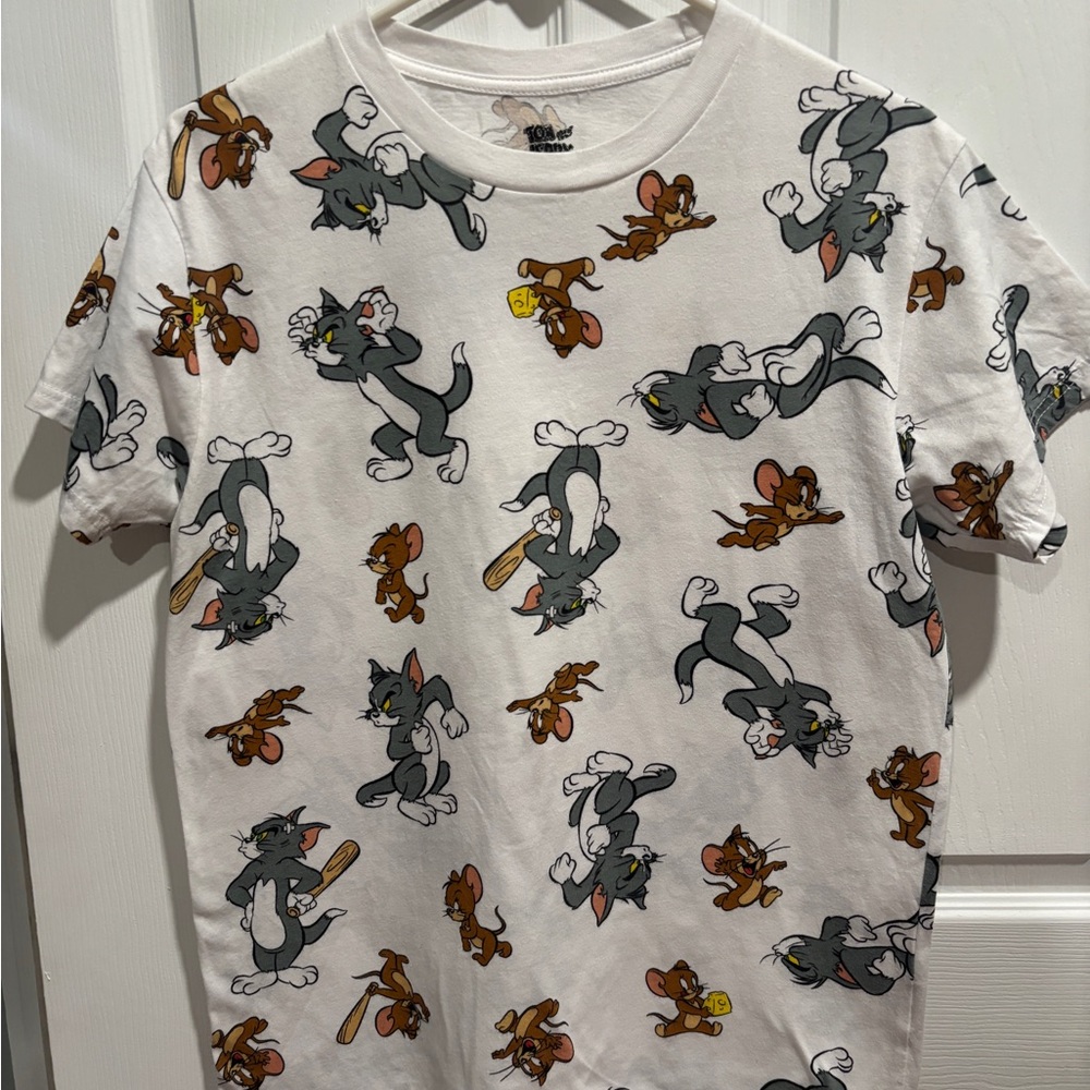 Tom and Jerry White Graphic Tee